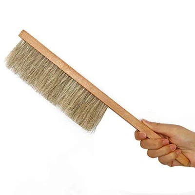 Image of BR Tool Bee Hive Brush Double Rows Natural Horse Hair with Wooden Handle Soft Bristle Beekeeper Cleaner Sweep Beekeeping Equipment(Horse Hair)