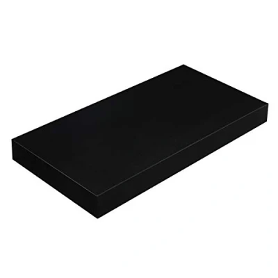 Image of VASAGLE Wall Shelf, Floating 20 x 40 3.8 cm, Shelf for Photo Frames, Decoration, Living Room, Study, Kitchen, Classic Black LWS24BK