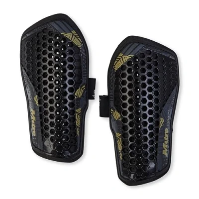 Image of Mitre Aircell Football Shin Pads Extremely Breathable Impact Protection Lightweight Guard, Black/Gold, S