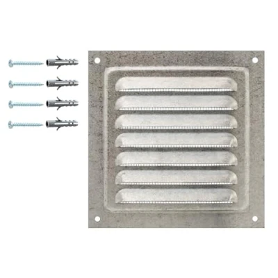 Image of Air Vent Cover Made from Galvanized Steel 12.5 x cm / 5 inch, Metal Ventilation Grille with Protective Net, Indoor/Outdoor Grid, Grate Mesh.