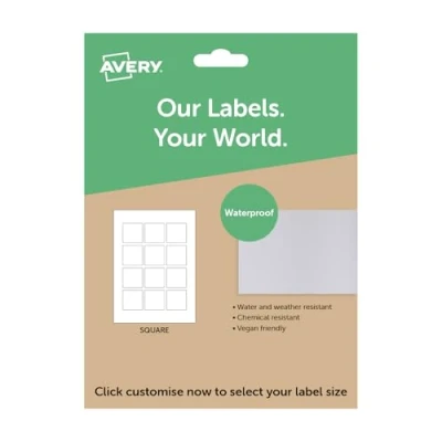 Image of Avery Square, Waterproof Paper Labels for Laser Printers, A4 Sheet of Labels, Custom Stickers, Personalised Sticky Printing, Product Candle