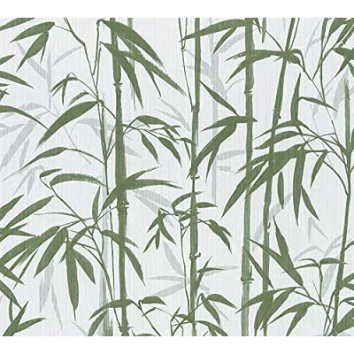 Image of Michalsky Living Change is Good 379893 Bamboo Wallpaper Tropical Bold Non Woven Cream Green Matt Fine Textured