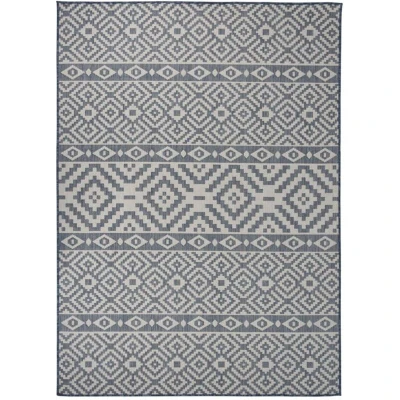 Image of vidaXL Outdoor Flatweave Rug 200x280 cm Blue Stripes