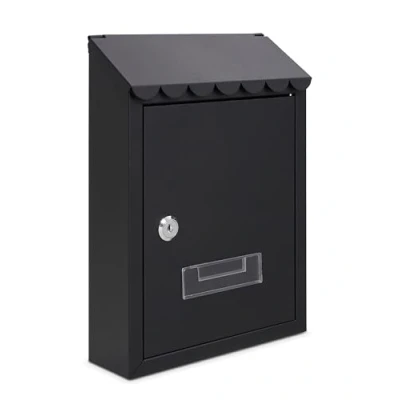 Image of Assorted Collections Wall Mounted Post Box, Galvanized Steel Lockable Mailbox with 2 Keys, Weatherproof Letterbox, 21x30x7cm (Black)