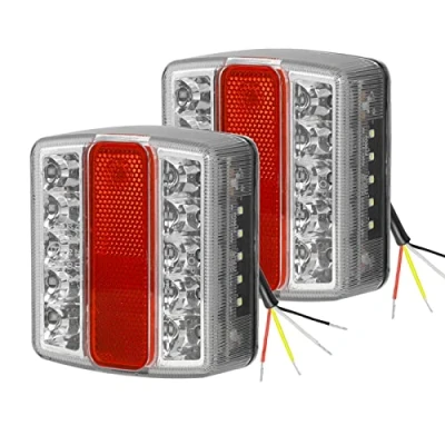 Image of AOHEWEI 2Pcs Trailer Rear Tail Lights 18LEDs 12V Turn Light Stop Reflector License Plate IP67 Waterproof Mutil Function Truck Caravan Van Boat Lamp E Mark
