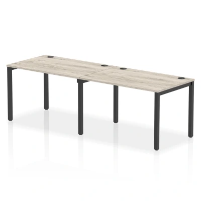 Image of Impulse Bench Single Row 2 Person 1200 Black Frame Desk Grey Oak