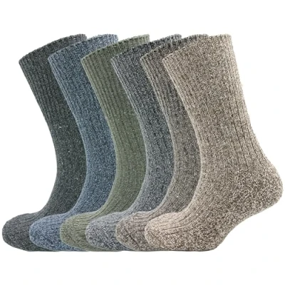 Image of Sock Stack 6 Pairs Of Men&#039;s Non Elastic Wool Socks Thick Chunky Work Boot UK Size 11