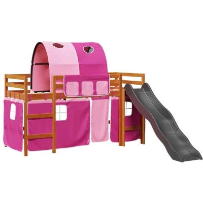 Image of Kids&#039; Loft Bed with Tunnel Pink 80x200 cm Solid Wood Pine vidaXL