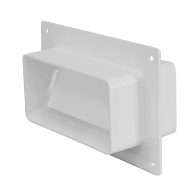 Image of 110x55mm Duct Connector with Flange and Non Return Damper Flap Rectangular Flat PVC Ducting