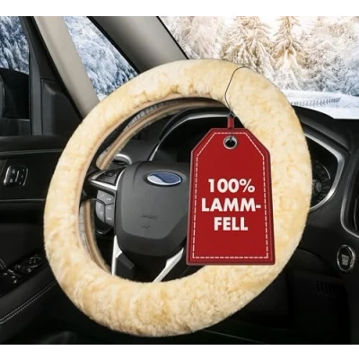 Image of Walser Lambskin Steering Wheel Cover Car, 100% Protection Car Cover, Winter Accessories, Winter,