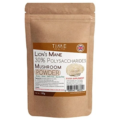 Image of Lions Mane (Hericium erinaceus) Mushroom Extract 100g Powder 30% Polysaccharides Hericenones Fruit Body Zero Additives British Brand (100g Pouch)