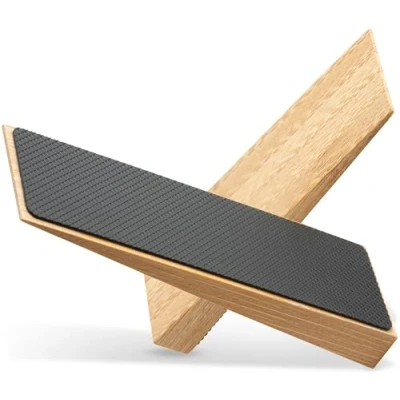 Image of Bamboo Door Stoppers Non Slip Set of 2 Wooden Stop Fixed Stopper Base with Rubber Wedges for All Types Doors Wedge