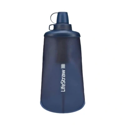 Image of LifeStraw Peak Series Collapsible Squeeze Bottle Water Filter System 650ml for Trail Running, Through Hiking, Travel, Cycling, and Fishing, Mountain Blue