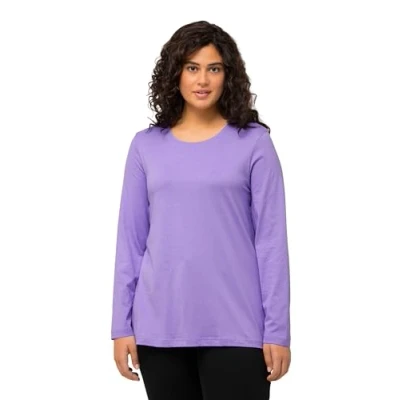 Image of Ulla Popken Women&#039;s Langarm Shirt T, Blue Lilac, 24 UK/26 UK
