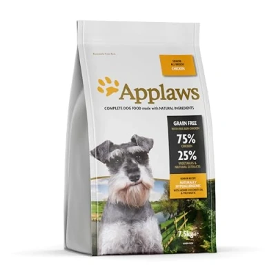 Image of Applaws Natural Grain Free Complete Dry Dog Food for All Senior Breeds Chicken Flavour, 1 x 7.5kg Bag