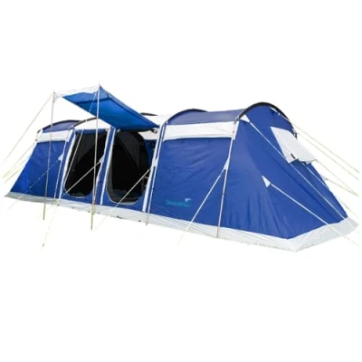 Image of Skandika Tunnel Tent Montana for 8 People Man Camping Family with Sewn In Floor 3 4 Darkend Sleeping Cabins, 5000 mm WC