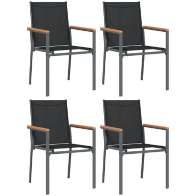 Image of vidaXL Garden Chairs 4 pcs Black 55x61.5x90 cm Textilene and Steel