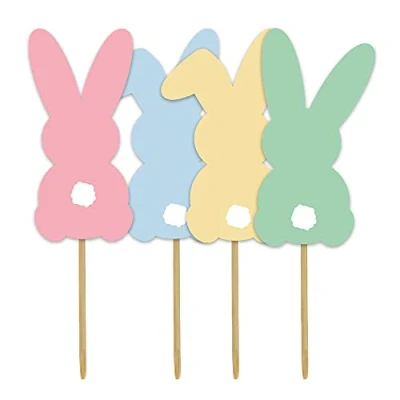Image of Anniversary House 12 Pcs Bunny Cake, 5 Centimeters Cupcake Toppers, Paper, Easter Decorations, J127