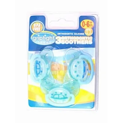 Image of Griptight 3 Decorated Orthodontic Soothers (Silicone) (0 6 Months, Blue)