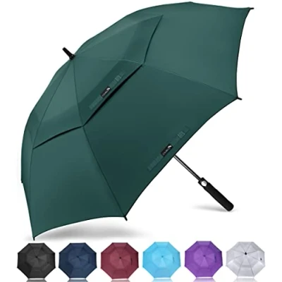 Image of ZOMAKE Large Golf Umbrella Windproof Strong 68 Inch Big Golfing Umbrellas Double Canopy Vented For Men Extra Oversize Umberella&#039;s With Strap(Dark/Green)