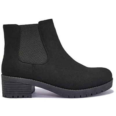 Image of sole london WOMENS ANKLE CHELSEA WINTER ZIP FLAT LOW BLOCK HEEL LADIES OFFICE BOOTS