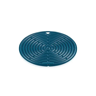 Image of Le Creuset Cool Tool, Pot holder/trivet, Silicone, Round, 20 cm, Deep Teal, 93000230642200