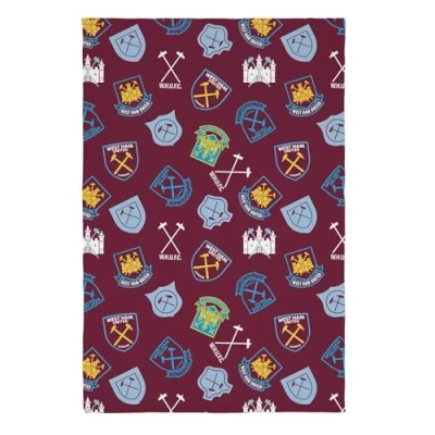 Image of DreamTex West Ham History of Crest Reversible Blanket Fleece Throw Super Soft Comfy Cozy for Children Boys Football Fans