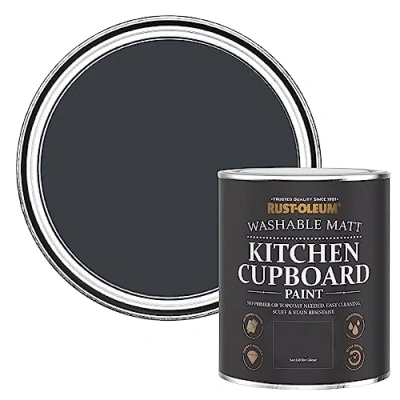Image of Rust Oleum Grey Kitchen Cupboard Paint in Matt Finish Anthracite (RAL 7016) 750ml