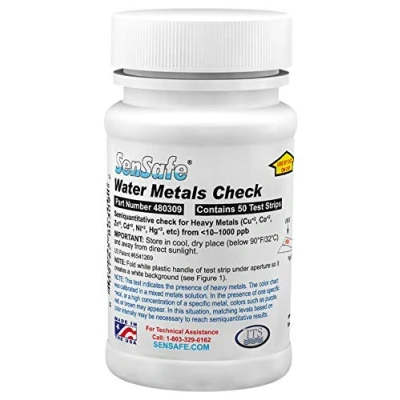 Image of ITS Europe Water Metals Check Testing Kit for Iron, Copper, Cobalt, Zinc, Cadmium, Nickel, Lead, Mercury 480309 (50 Test Strips)