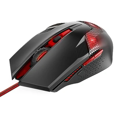 Image of TECKNET Wired Gaming Mouse, 8000 DPI Adjustable Optical Sensor USB Computer 6 Programmable Buttons &amp; Chroma RGB Backlit, Ergonomic Mice for Laptop Desktop PC/Mac Mouse Red