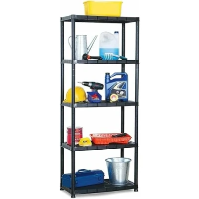 Image of night zone Black Plastic 5 Tier Heavy Duty Garage Storage Shelving 60cm Wide Shelves