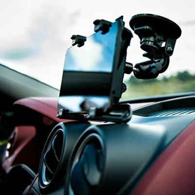 Image of Tablet Holder for Car Dashboard, Universal iPad Mount Truck Windshield Suction Cup with Large Clamp compatible All 6&quot; 10.5&quot; Samsung Galaxy Tab and many more Tablets, Black