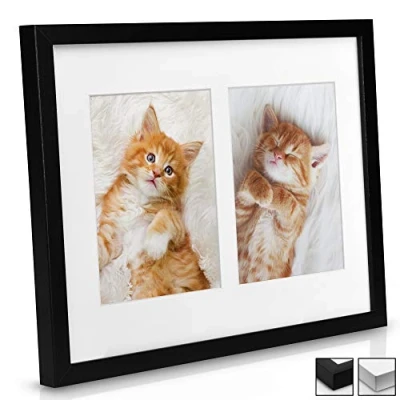 Image of bomoe Double Photo Frame Galeria Multi Picture for 2 Photos Aperture Collage Multiple Pictures 2x 13x18 cm Black