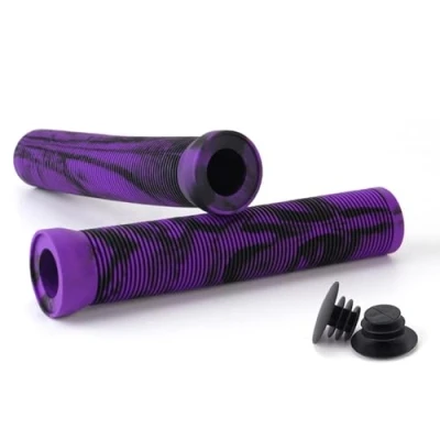 Image of Wilitto Scooter Grips Bike Handlebar with Bung Ends, Soft Rubber Flangeless Mountain Handles For Stunt Scooters, MTB, BMX Urban Bike, Tricycle, Wheel Chair Purple