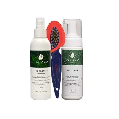 Image of Famaco Professional 3 unit Suede/Nubuck Clean Protector Kit. Perfect for Home use or on the Run highest quality your shoes