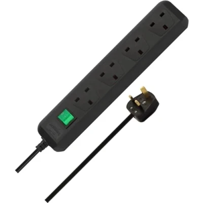 Image of Brennenstuhl Eco Line extension socket 4 way black 1,5m 05VV F 3G1,25 *GB*