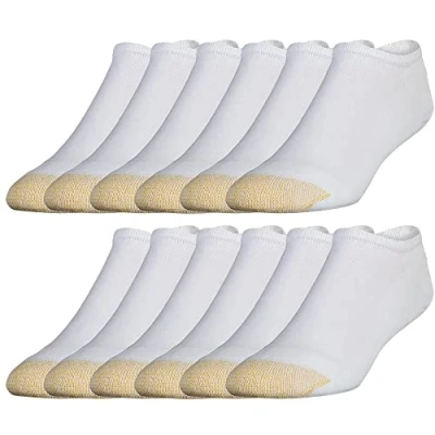Image of Gold Toe Men&#039;s 656f Cotton No Show Athletic Socks, Multipairs, White (12 Pairs), X Large (Pack of 12)