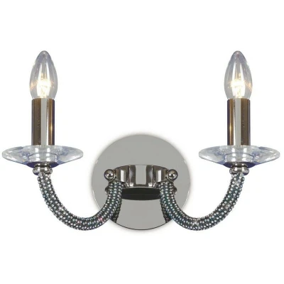 Image of Elena Wall Lamp Switched 2 Candle Light Black Chrome, Crystal