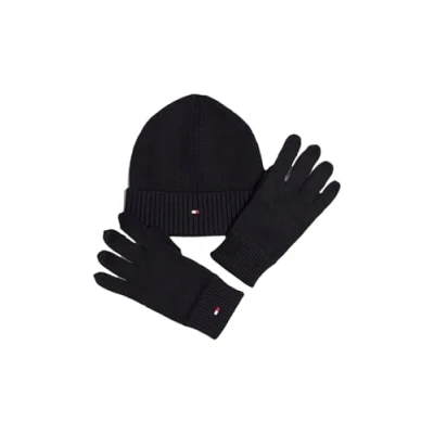 Image of Tommy Hilfiger FLAG Beanie &amp; Gloves Unisex SET Gloves, Size: One Size, Black