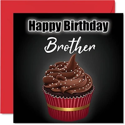 Image of Stylish Birthday Cards for Brother Cupcake Fun Happy Card from Sister, Gifts, 145mm x Sibling Greeting Gift