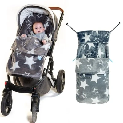 Image of Buggysnuggle Universal Snuggle Fur Baby Stroller Footmuff Bunting Bag, 2 in 1 Seat Liner &amp; Pushchair to Keep Warm Dry, Star Struck