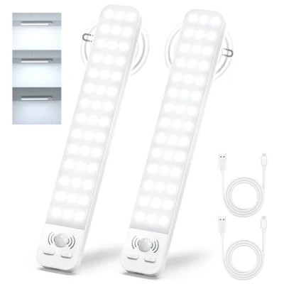 Image of Ylatoial Under Cabinet Lights, 25cm 2000mAh Cupboard Kitchen Lights Motion Sensor Indoor 5000K 42LEDs Lighting USB Rechargeable Wardrobe Light with Magnetic for Stairs Hallway 2 Pack