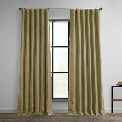 Image of HPD Half Price Drapes Faux Linen Textured Room Darkening Curtains for Bedroom 84 Inches Long (1 Panel), 50W X 84L Living Home Decor, Nomad Tan