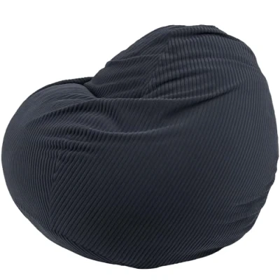 Image of bananair Bean Bag Chair for Adults &amp; Kids Soft Elegant Corduroy Fabric Comfortable Foam Filling Removable Washable Cover Practical Bags, Easy to Transport (80x70 cm, Dark Blue)