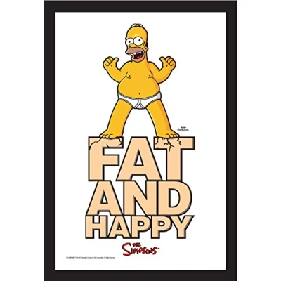 Image of The Simpsons Homer Simpson Mirror Fat &amp; Happy 30cm x 20cm
