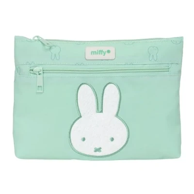 Image of Safta Miffy Mint Large School Pencil Case, Double Zipper, Children&#039;s Comfortable and Versatile, Easy Cleaning, 23 x 3 16 cm, Colour, Mint, Estándar, Casual