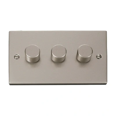 Image of Click Deco 3 Gang 2 Way 100W LED Dimmer Switch Pearl Nickel