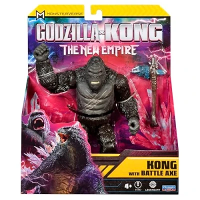 Image of MonsterVerse Godzilla x Kong: The New Empire, 6 Inch Battle Scarred Kong Action Figure Toy, Iconic Collectable Movie Character, Includes Axe Feature, Suitable for Ages 4 Years+
