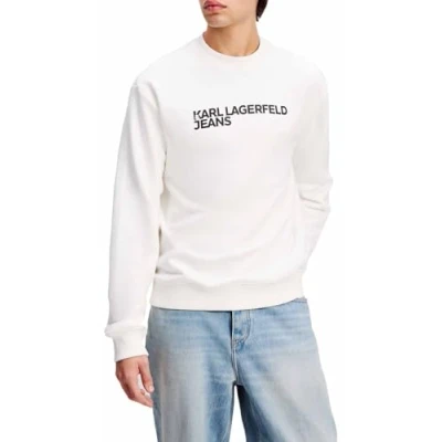 Image of KARL LAGERFELD JEANS, MENS, REGULAR ESSENTIAL LOGO SWEAT, WHITE, 2XTRA LARGE