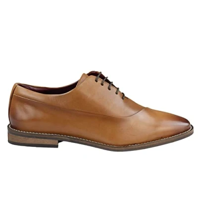 Image of TruClothing Mens Laced Real Leather Derby Shoes Smart Formal Classic Black Brown Tan 7 UK